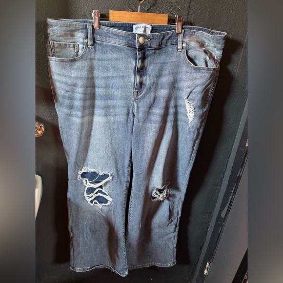 Lane Bryant Distressed Medium Wash Mid Rise Boot Cut Jeans Size 24 - Picture 1 of 4